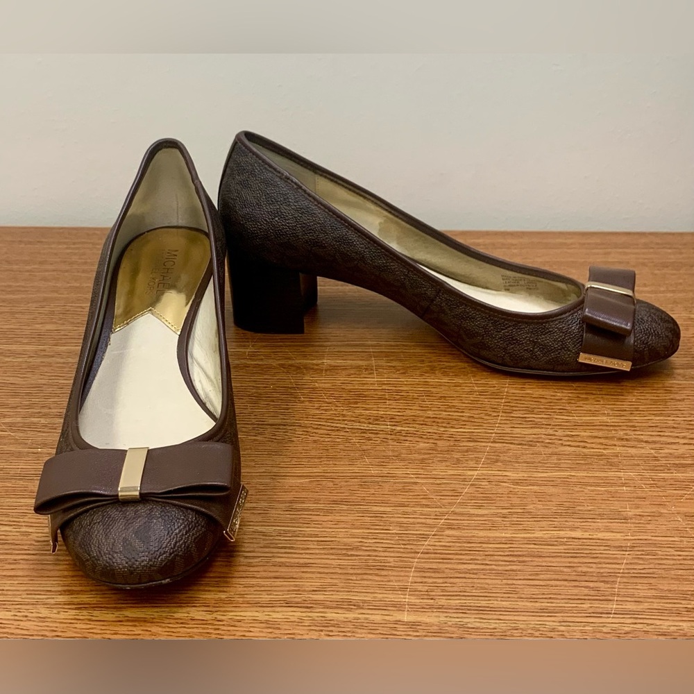 Michael Kors Brown Block Heel Pumps